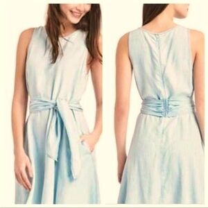 Gap Tencel  Light Wash Fit and Flare Cottagecore Beach Coastal Dress Large